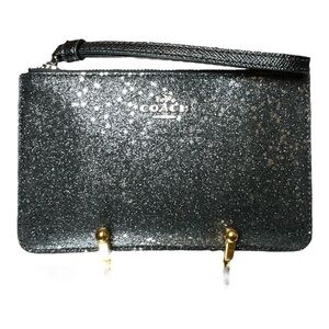 Coach Black Wristlet Star Glitter Excellent Preloved Condition